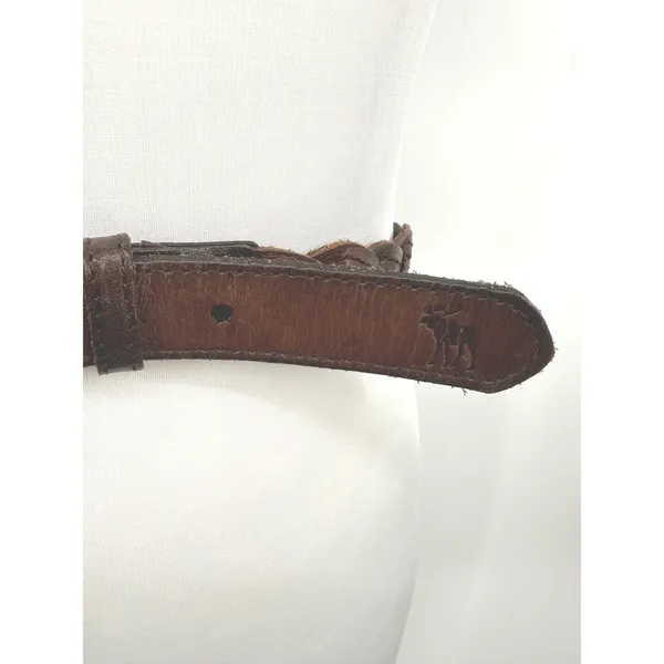 Abercrombie & Fitch Braided Belt Women XS/S Brown Leather Skinny Boho Western - Image 3