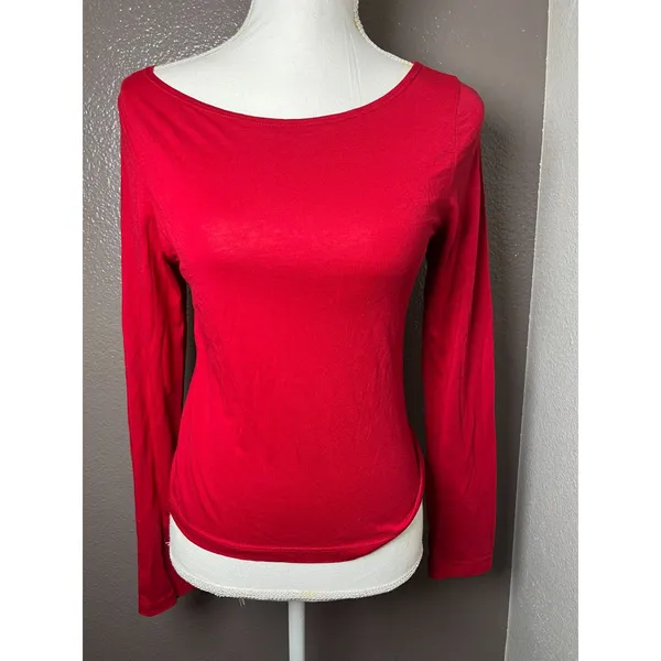 Daydreamer Solid Boatneck Long Sleeve in Red Size Large retails $55 NWT - Image 4