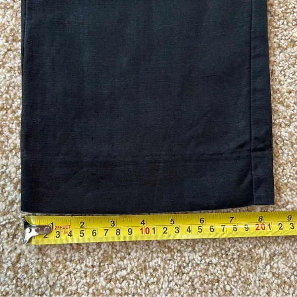 H&M Black Dress Pants Mid-Rise Straight Leg Linen Blend Size 8 - Image 9