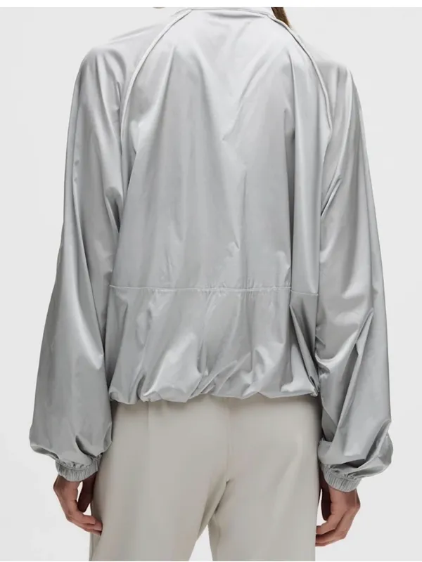 NWT Lululemon Stretch Satin flocked training jacket medium silver - Image 3