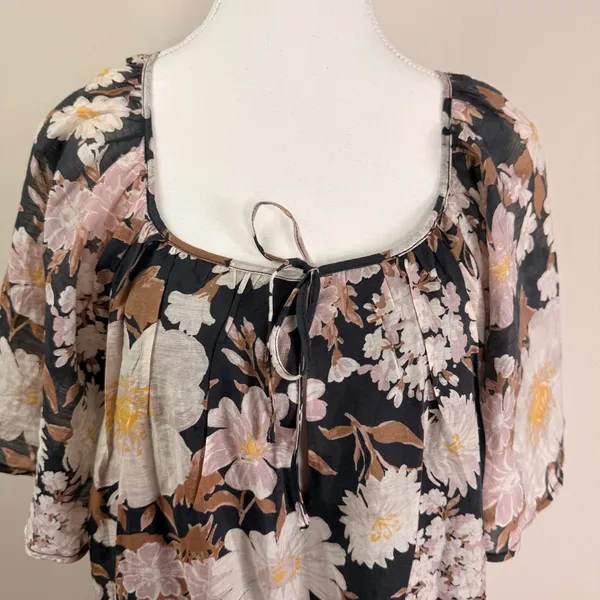 Abercrombie & Fitch Floral Floaty Trapeze Mini Dress Black Boho Tiered‎ XL NWT - Image 6