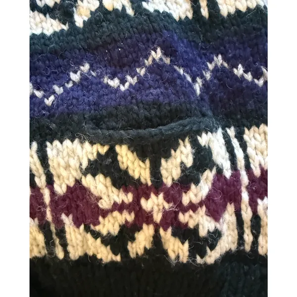 Artesanias ISHKA 100% Wool Cardigan One Size Medium Fair Isla Ecuador Made Boho - Image 8