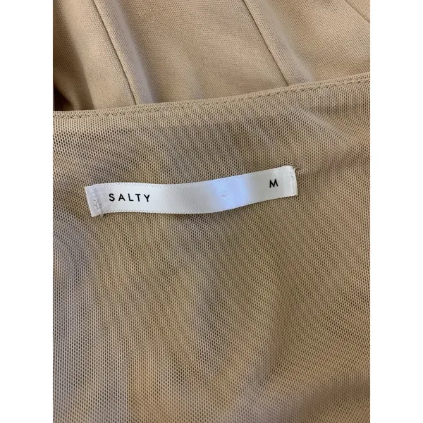 Salty‎ Beige Ruched Cowl Neck Crop Top Y2K Going Out Medium - Image 4