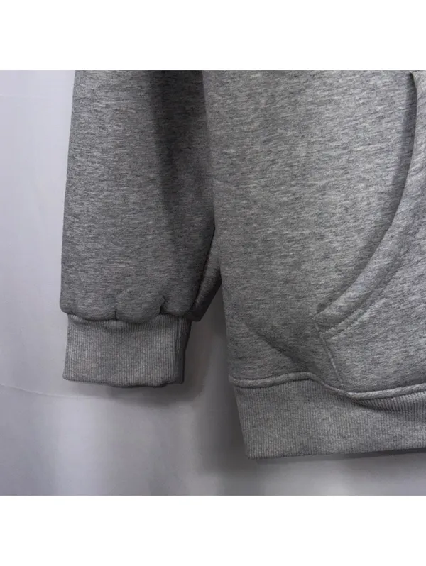 Women’s Gray Sherpa Lined Pullover Hoodie Size M Drawstring Kangaroo Pocket - Image 4