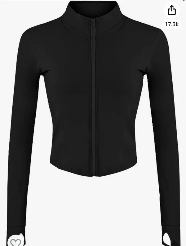 Black athletic Sports Zip Up Cropped Jacket Size Medium - Image 3