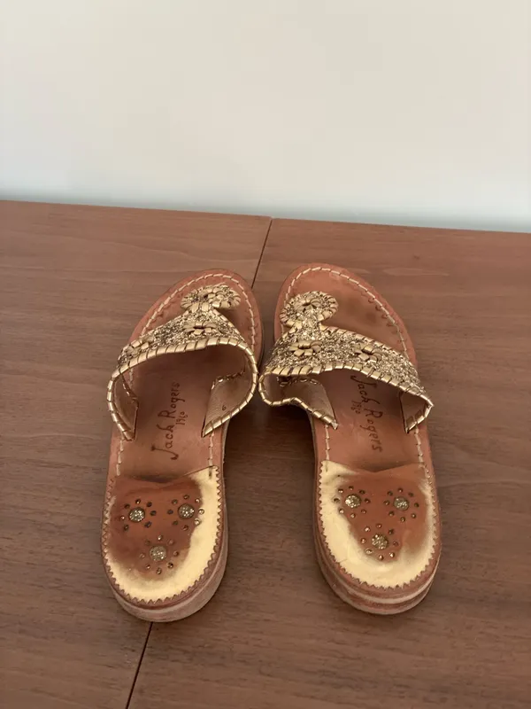 Gold Glitter Jack Rogers Sandals - Image 2