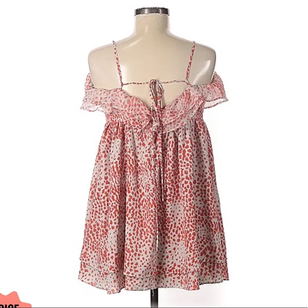 Orange Patterned Mini Sun Dress, size Large - Image 9