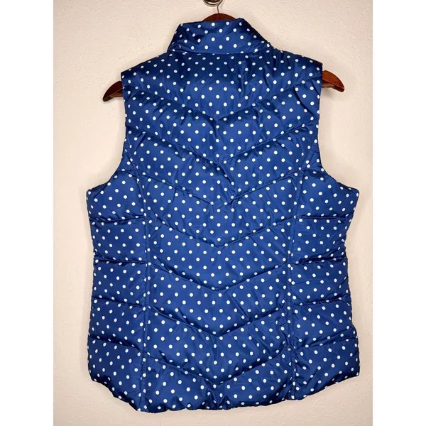 LANDS END 600 DOWN Women Navy Polka Dot Hyperdry‎ Allied Zip Puffer Vest Sz M - Image 4