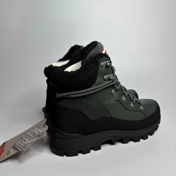 Hunter Explorer Mid Lace Leather Trekking Boots in Olive/Black - Image 3