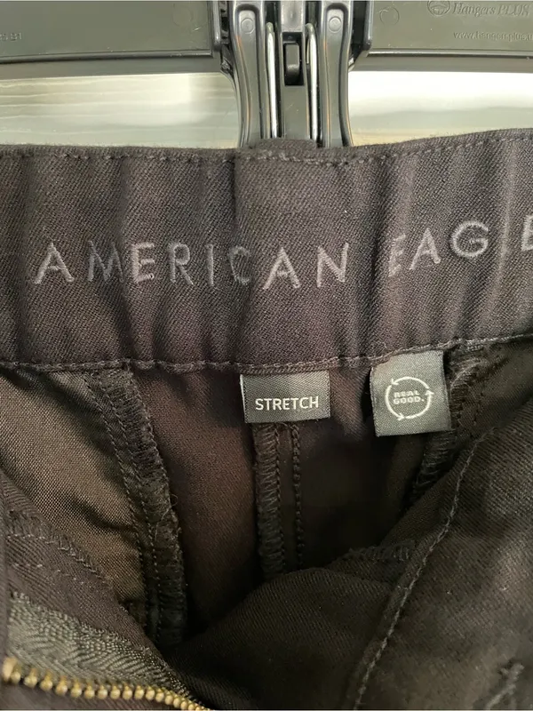 American Eagle Outfitters Black Curvy Wide Leg Dress Trousers Stretch Size 16L - Image 2