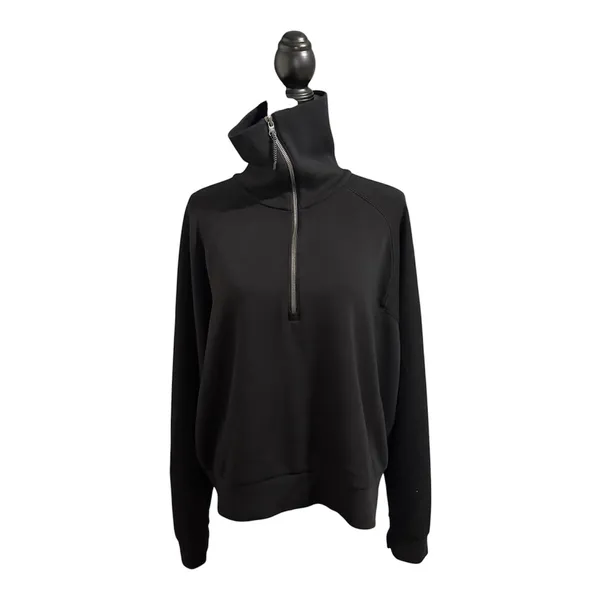 Spanx Women's EUC Black AirEssentials Half Zip Pullover Sz 1X XL Cozy Athleisure - Image 2