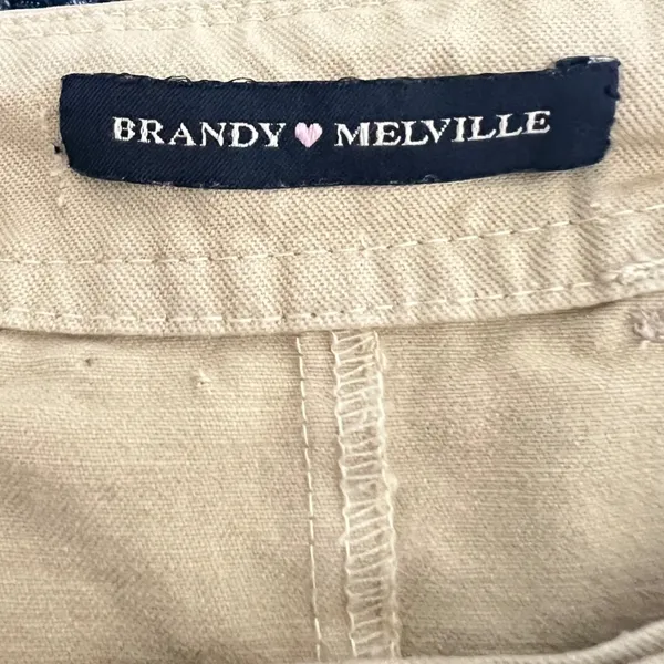 1022 | Brandy Melville Tan Pleated Cargo Utility Mini Skirt Khaki Women OS‎ - Image 3