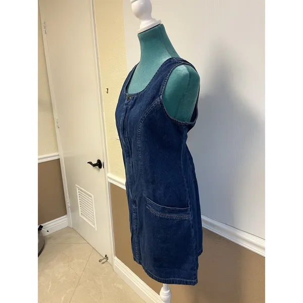 Vintage Y2K St. John’s‎ Bay Denim Jumper Dress Western Farmcore Normcore Women L - Image 2