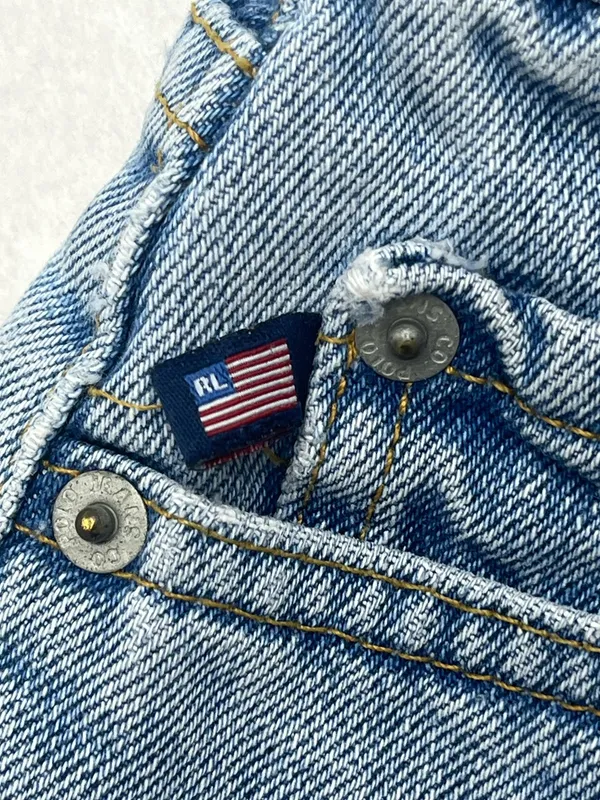 Polo Jean Ralph Lauren Women’s Vintage Distressed Hem Denim Mom Shorts Size 8 - Image 3