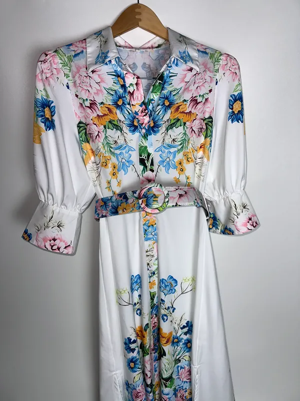 White Floral Maxi Dress Multiple - Image 12