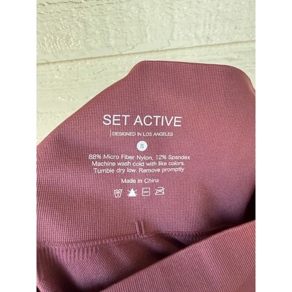 Set Active Sculptflex‎ Seamless Leggings Ribbed in Canyon Mauve Size Small - Image 4