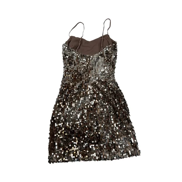Charlotte Russe Sequin Mini Dress Brown Y2K McBling Party Glam Small - Image 3