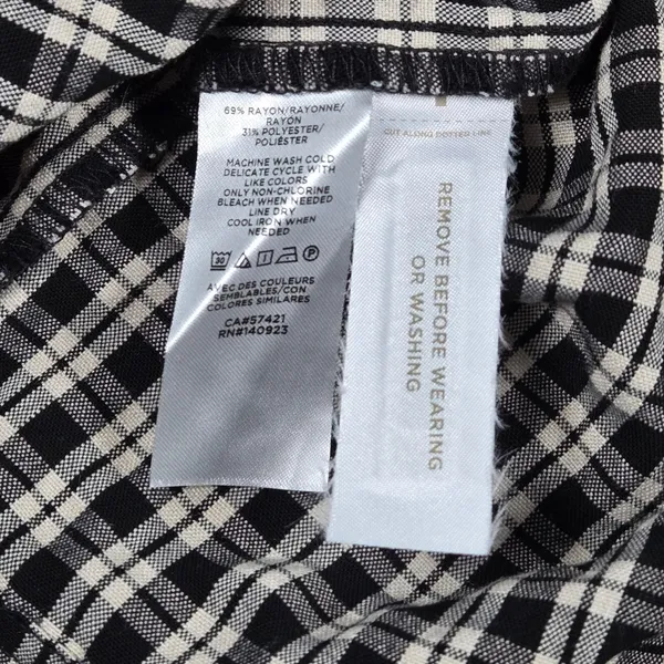 LOFT Womens Black Cream Plaid Tiered Shirt Dress Size M‎ Long Sleeve Gingham - Image 5