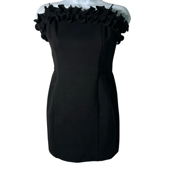 Amanda Uprichard Envy Mini Dress Sz S Black Sleeveless Ruffle - Image 2