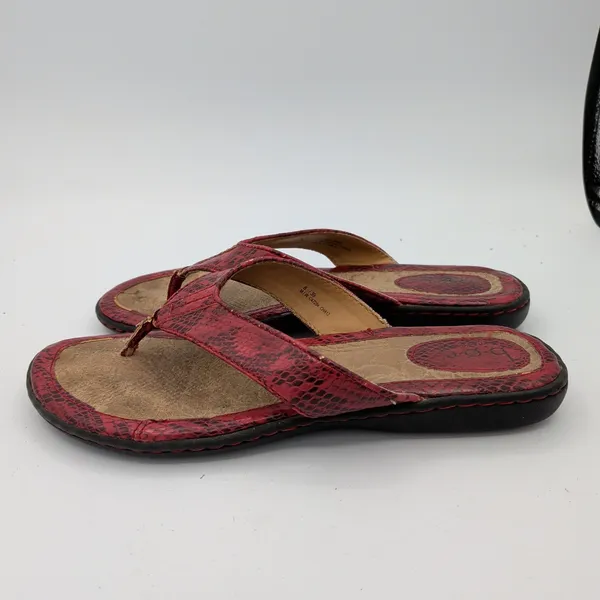b.o.c. Born Concept Womens‎ Red Snakeskin Print Thong Flip Flop Sandals 8 Cat284 - Image 5