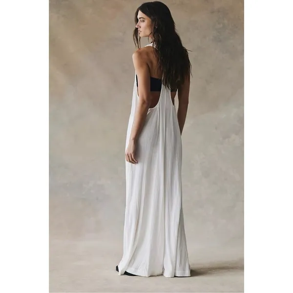 Free People Bohemian Zena One Piece Wide Leg Jumpsuit Clean Ivory Medium NWT - Image 5