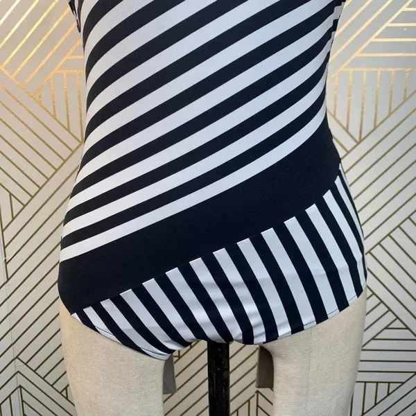 Zara Swimsuit Black and White Striped One-Piece Bathing Suit Size‎ Small - Image 5