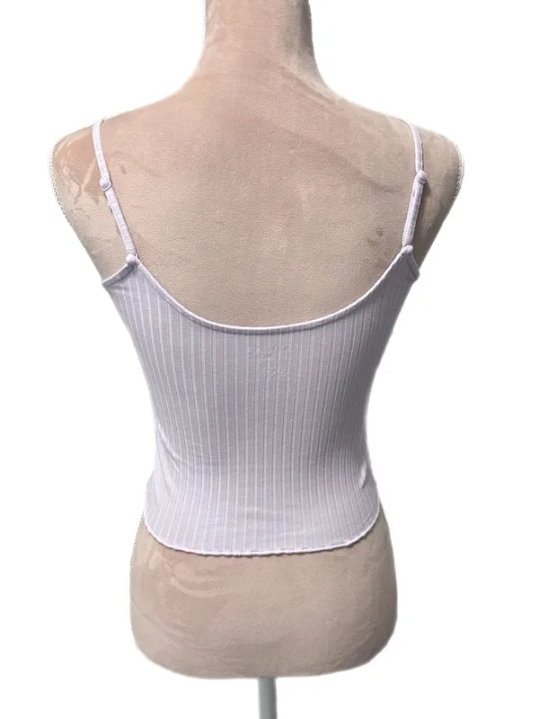 American Eagle Lavender Ribbed Henley Cami Crop Top Womens Small Y2K Style Shirt - Image 4