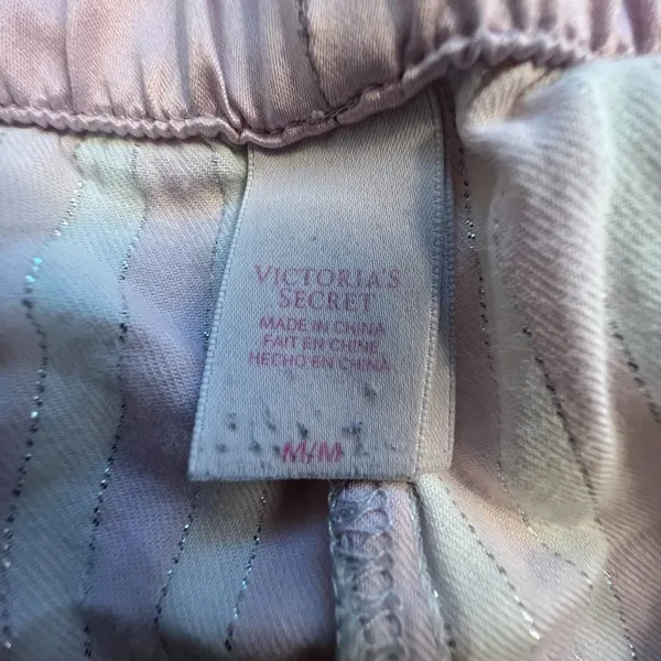 Victoria's Secret Pink Ivory Silver Stripe Cotton Shorts Size Medium - Image 6