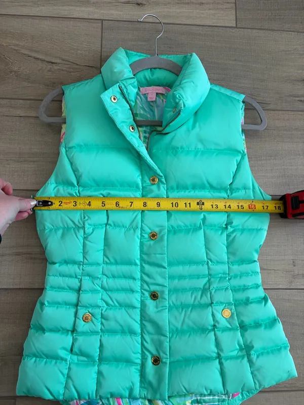 Lilly Pulitzer Isabelle Teal Green Sleeveless Down Filled Puffer Vest S - Image 10