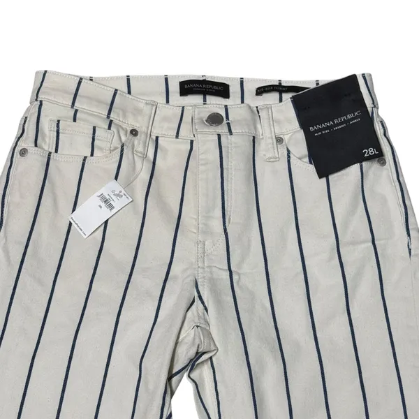 Banana Republic Mid Rise Skinny Ankle Jeans Cream Blue Stripe 28L - Image 2