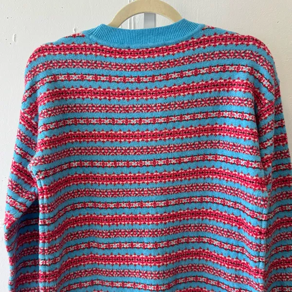 NWT Loft‎ Women’s Crewneck Vibrant Knit Sweater Blue Red XS - Image 7