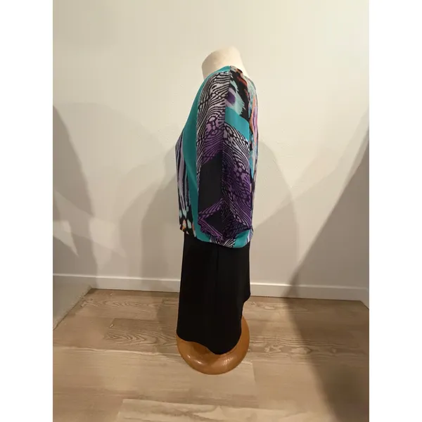 Roz & Ali Womens Multi Color Ikat Print Blouson Sheath Dress Size 12 - Image 4
