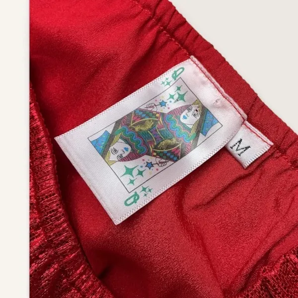 Queen of Sparkles Red Metallic Smocked Top and Ruffle Shorts Set Medium - Image 3
