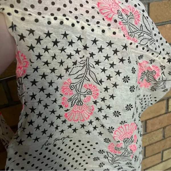 Free People Pink Black White Gauze Cotton Reusable Hobo Shoulder Bag Mixed Print - Image 2