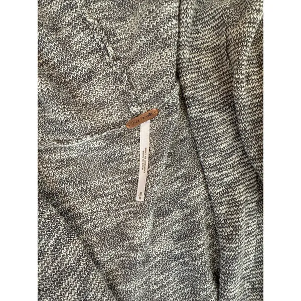 Free People For Keeps Cardigan Salt & Pepper Combo Gray Asymmetrical Hooded Sz M - Image 7