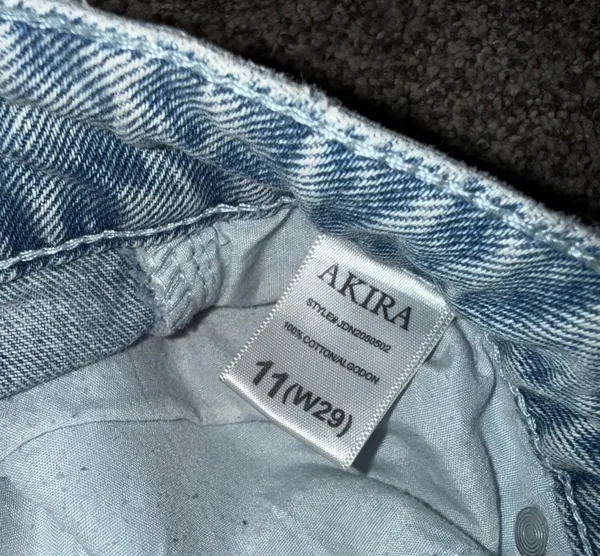 Akira Patchwork Wide Leg Jeans Size 11(W29) Blue Distressed Denim - Image 4
