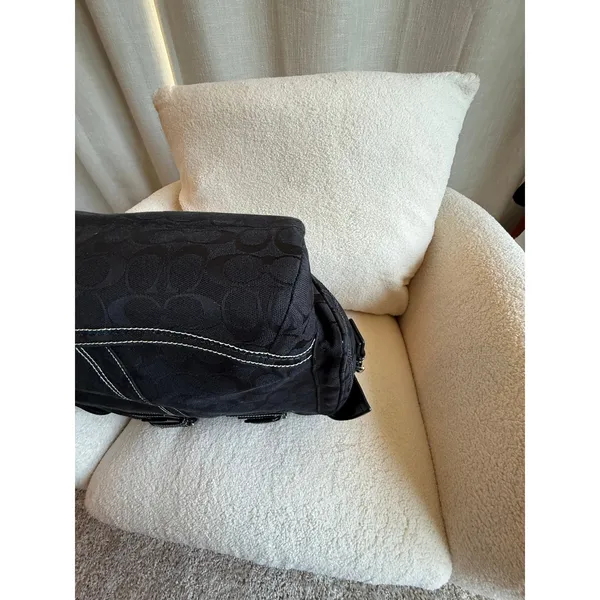 Coach Soho Tote Bag Women's Black Canvas Casual Signature Monogram Multi Pocket - Image 15