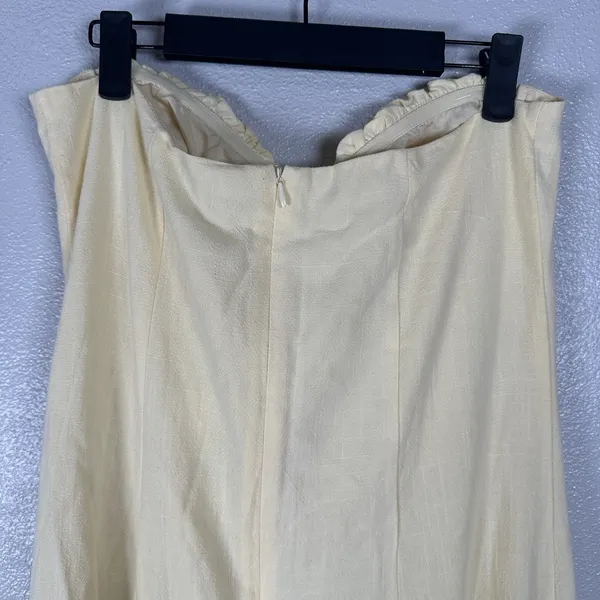 NEW Peppermayo Tayla Linen Blend Maxi Dress Womens US 8 Butter Yellow Strapless - Image 4