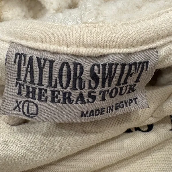 Taylor Swift The Eras Tour Beige Graphic Hoodie XL Official Merch Cream Swiftie - Image 11