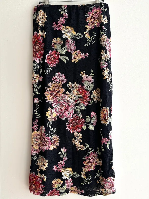 AFRM Los Angeles Lacey Black Floral Lace Two-Piece Midi Dress Set, Size S/M - Image 12