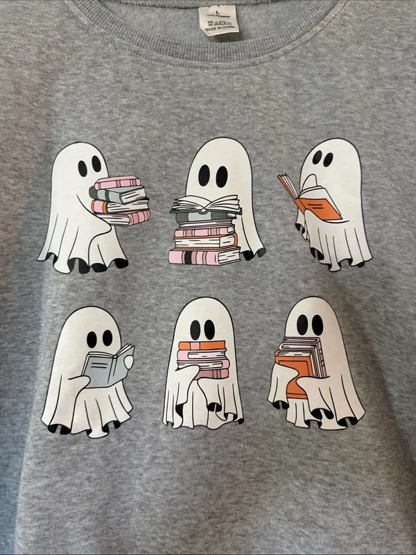 Grey Ghosts Graphic Crewneck Sweatshirt Gray Size L - Image 2
