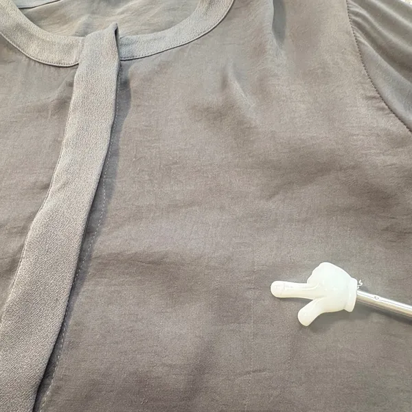 Rag & Bone Silk Sheer Hi Low Blouse Taupe Long Sleeve‎ Top S Minimalist Designer - Image 16