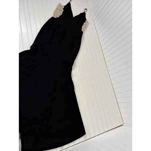 NWOT Lulus True Luxe Black Rhinestone Cutout Sleeveless Maxi Dress Wedding Sz M - Image 4