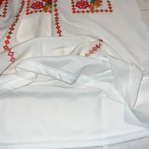ANDREE by Unit womens SM Ivory White Embroidered dress vneck short sleeve lined - Image 9