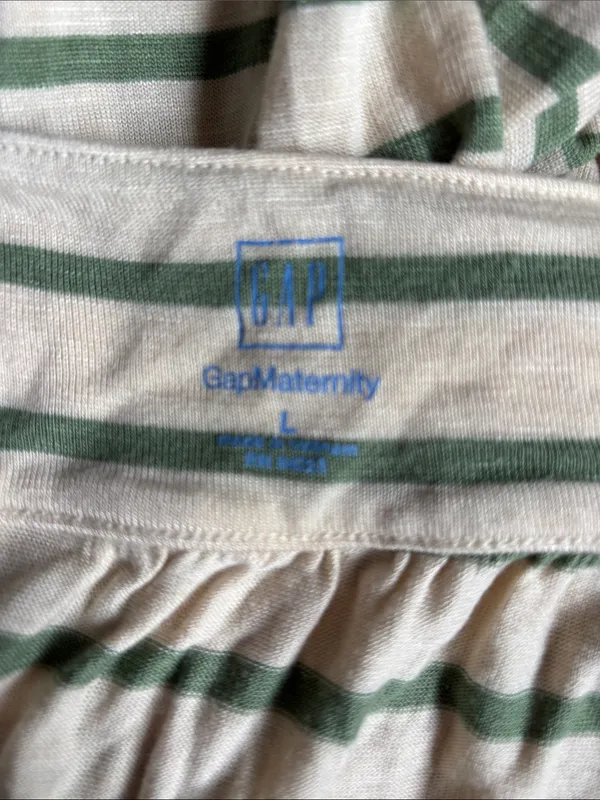 GAP Cream and Sage Green Striped Drawstring Tank - Image 2