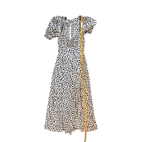 Reformation Dalmatian Printed Slit Midi Dress Size 0 Feminine Chic Lightweight - Image 11