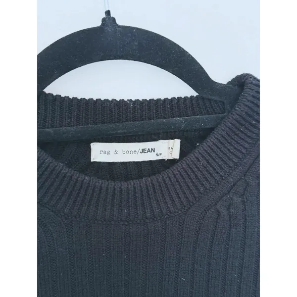 Rag & Bone Womens Wool Ribbed Sweater Open Back S Black Quiet Luxury Minimal - Image 6