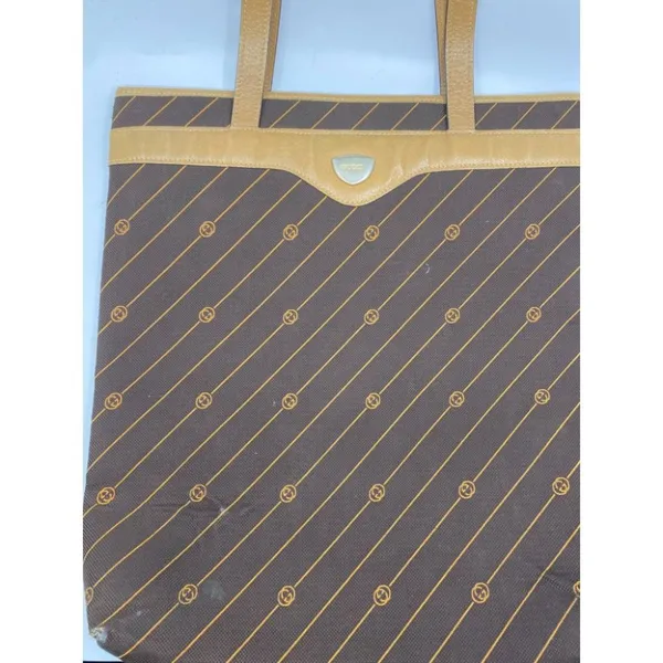 GUCCI Vintage XL Tote Bag in Canvas Fabric w/ - Image 5