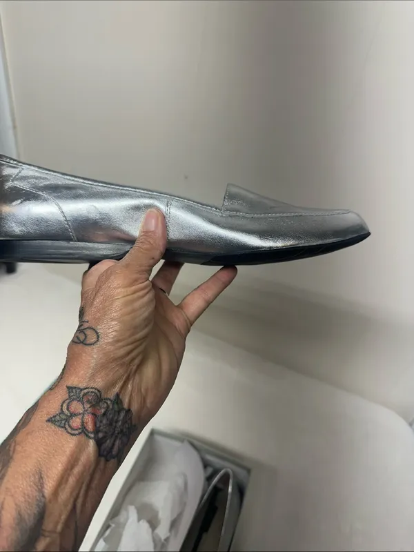 Array Silver Leather Slip On Loafers Size 12 - Image 6