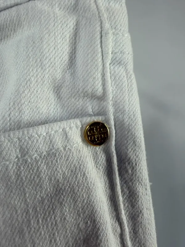 Tory Burch Low Rise Cotton Blend Cropped‎ Capri White Jeans Size 25 - Image 2